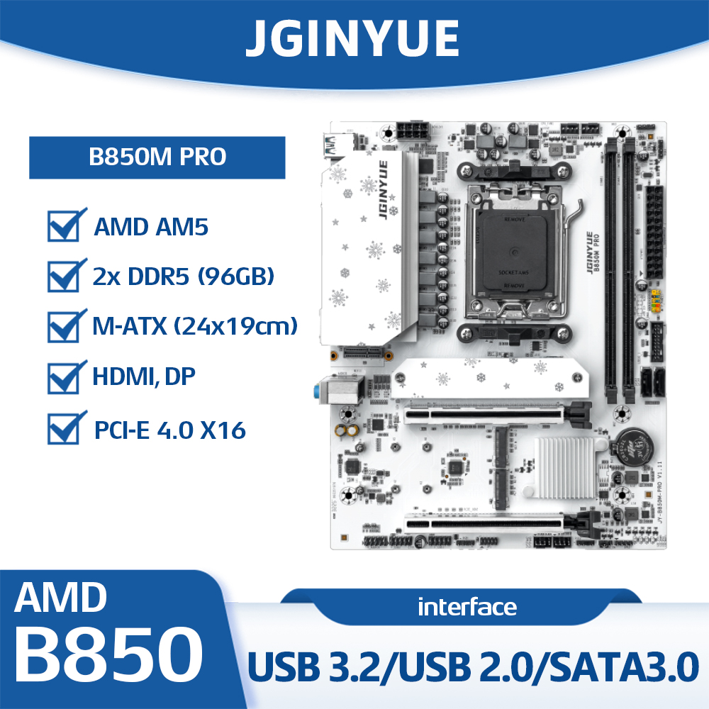Am5 Micro Atx Pcie 5.0 Motherboard - Carte mère JGINYUE B850M PRO AMD