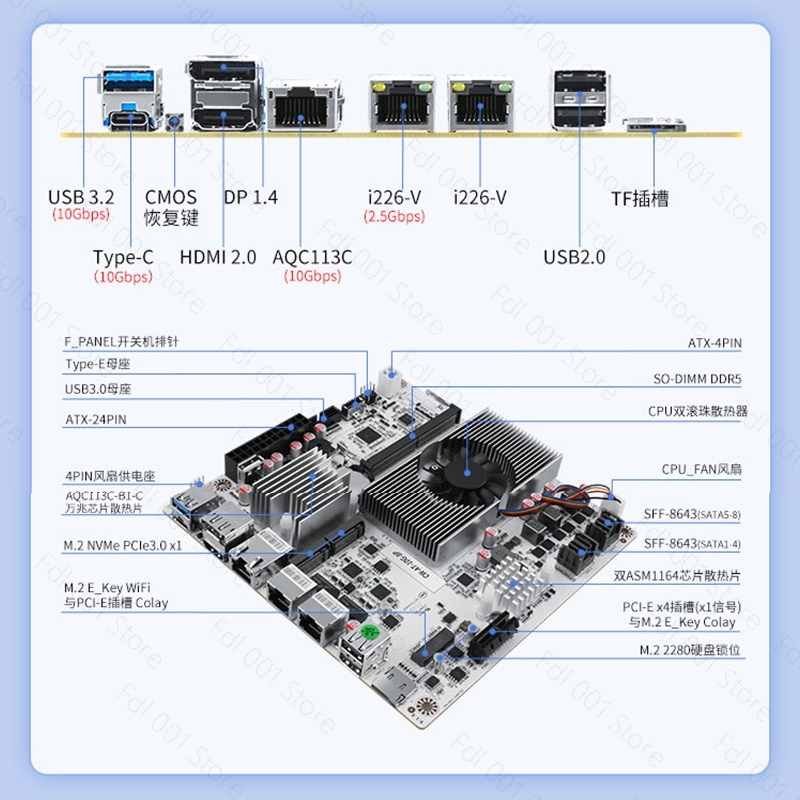 Carte mère NAS N150 8 baies 10 - Mini Itx Dual 2.5G Nas Motherboard avis et prix