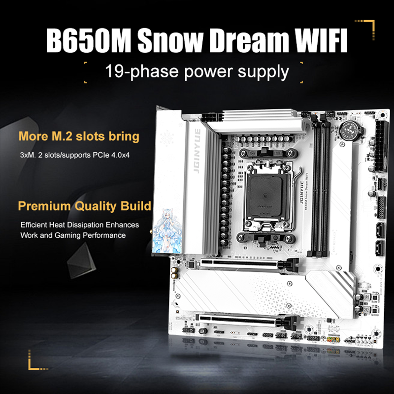 JGINYUE B650M neige rêve WIFI  - Am5 Micro Atx Pcie 5.0 Motherboard avis et prix